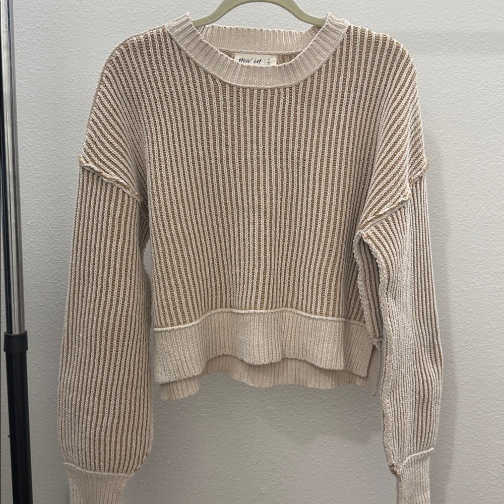 Tan and Cream Knit Sweater